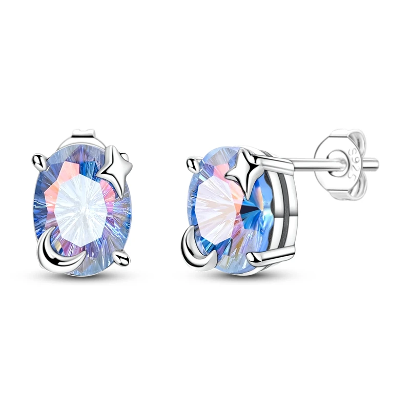 925 prata esterlina brilhante estrela lua millennium brincos feminino zircônio brincos para aniversário jóias de casamento presentes