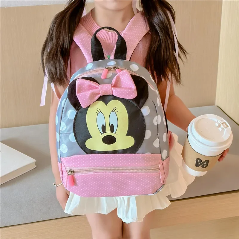 

Disney Mickey Mouse School Bag Mickey Zipper Backpack Original Minnie Girls High Capacity Student Supplies Opening Cartoon Gift