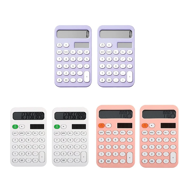 2 Pcs Desk Calculator Basic Calculator With LCD Display For Office And School Purple