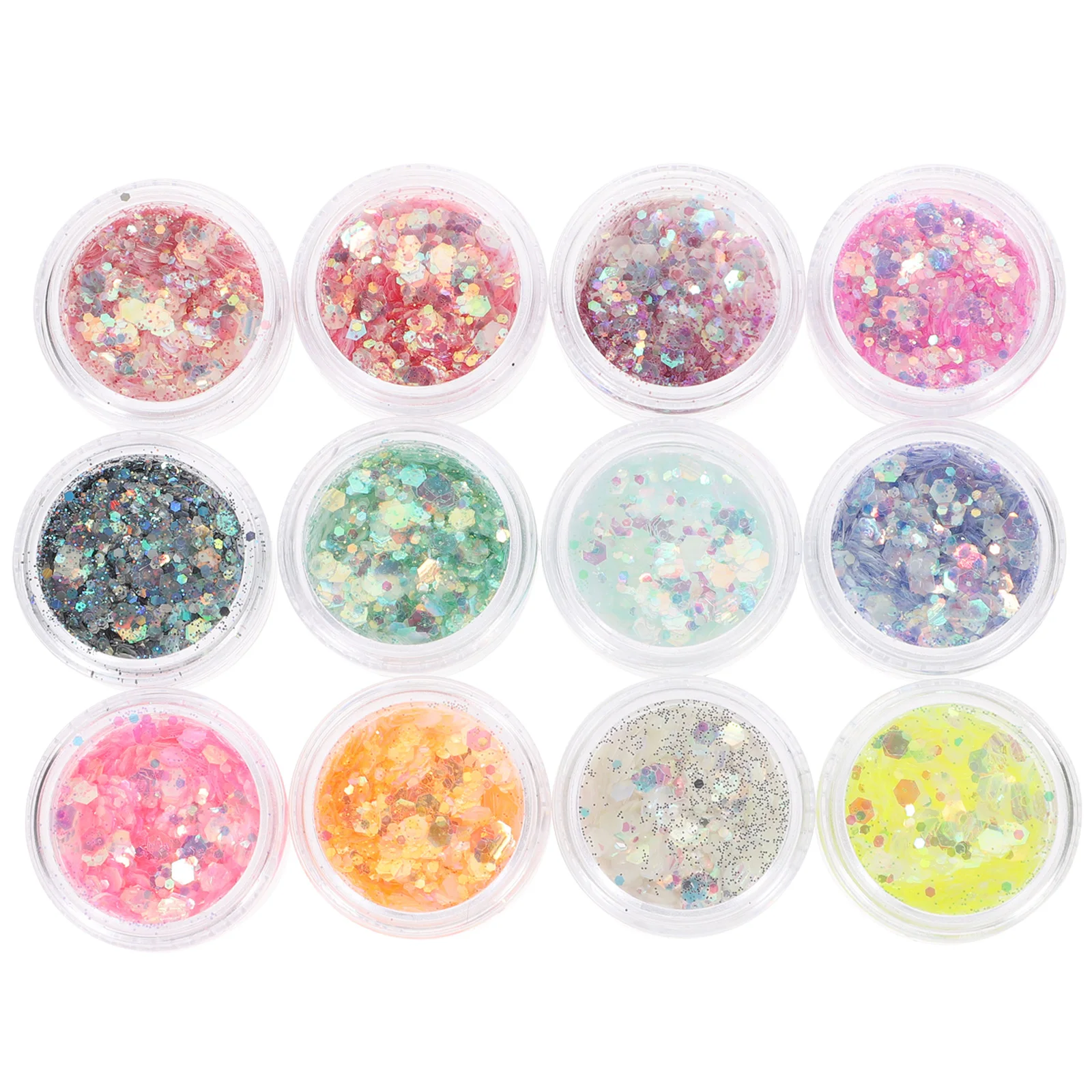 

12 Boxes Luminous Sequins Glitter Eyeshadow Glow Body Highlighters Gel Halloween Makeup Powder Accessories Palette Women Night