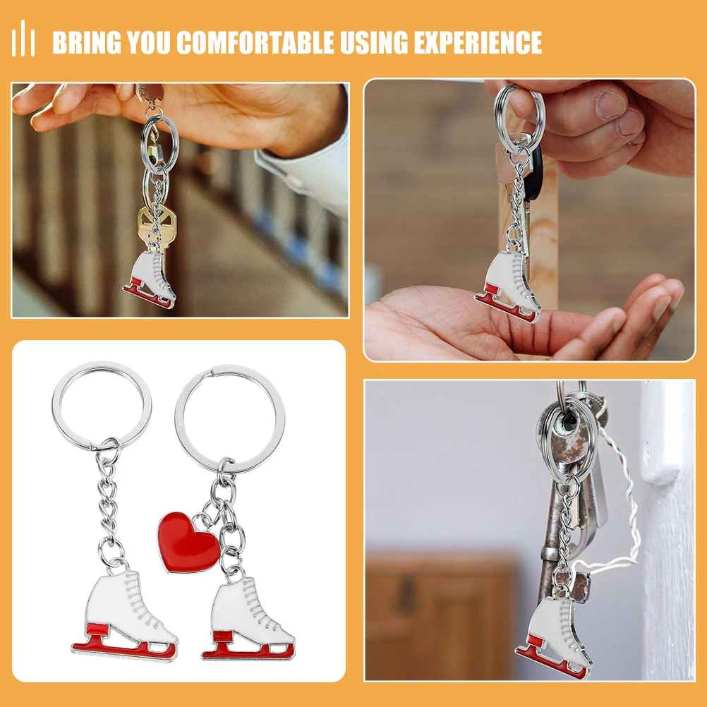 

2Pcs Adorable Ice Skates Keychains Durable Key Holders Unique Skating Shoe Model Pendants Birthday Gifts