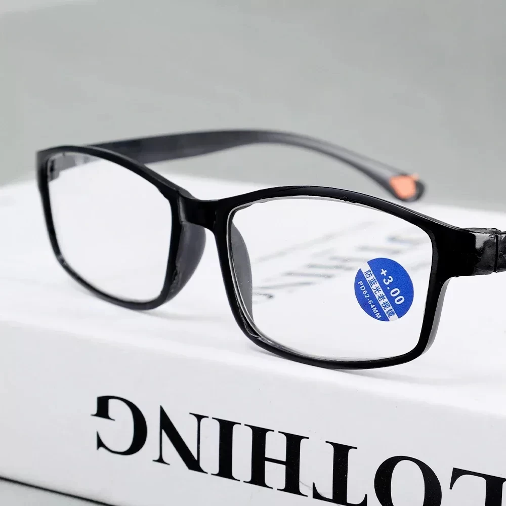 Elder Ultralight Reading Glasses for Men Women Retro HD Lens Blue Light Blocking Eyewear Classic Square Far Sight Eyeglasses