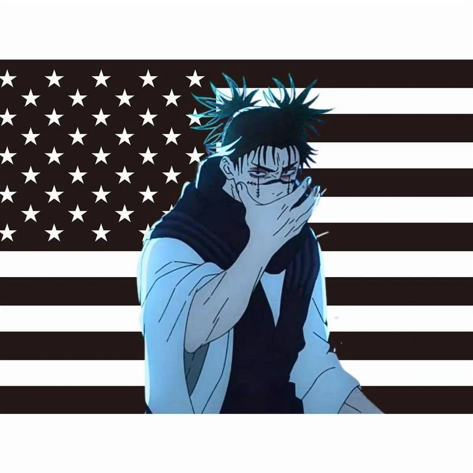 Jujutsu Kaisen Choso American Flag Tapestry, Anime Wall Hanging, Home/Barber Shop/Garage Decor, Anime Fan Gift