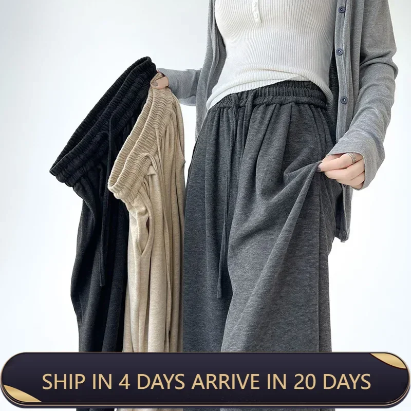 

New Arrival High Waist Sheep Wool Noodle Pants Loose Fit Wide Leg Trousers For Women