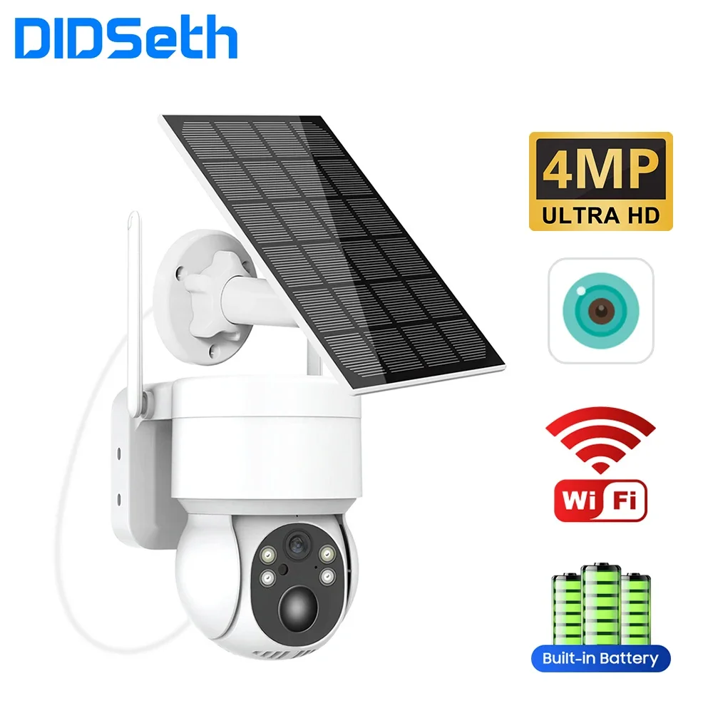 DIDSeth 5MP Solar Camera Vigilancia Wifi Outdoor PTZ IP Cameras CCTV Security Ai Humanoid Filter Push Work Painel Solar