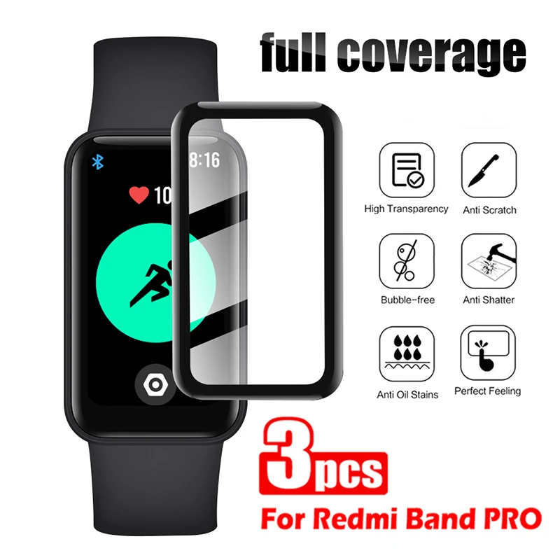 

1/3 шт. 3D изогнутое закаленное стекло для Redmi Smart Band Pro Полное покрытие Защитная пленка для экрана для Redmi Band Pro защитное стекло