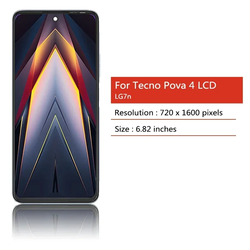 New LCD 6.82“Tested For Tecno Pova 4 Pova4 LG7n LCD Display Touch Screen Digitizer Assembly Replacement For Tecno LG7n LCD