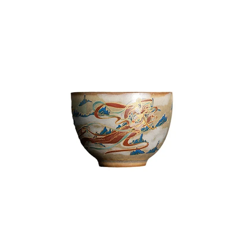 Dunhuang Kweichow Moutai Tea Cup Cultural Teacup Single Cup Retro Personal Cup Master Cup Tea Drinking Kung Fu Small Tea Bowl