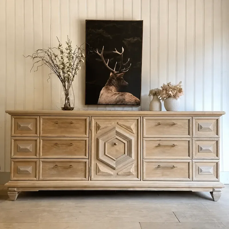 Solid Wood Carved Flower TV Cabinet Living Room Simple Foyer Entrance Cabinet Dining Side Cabinet Locker Furniture