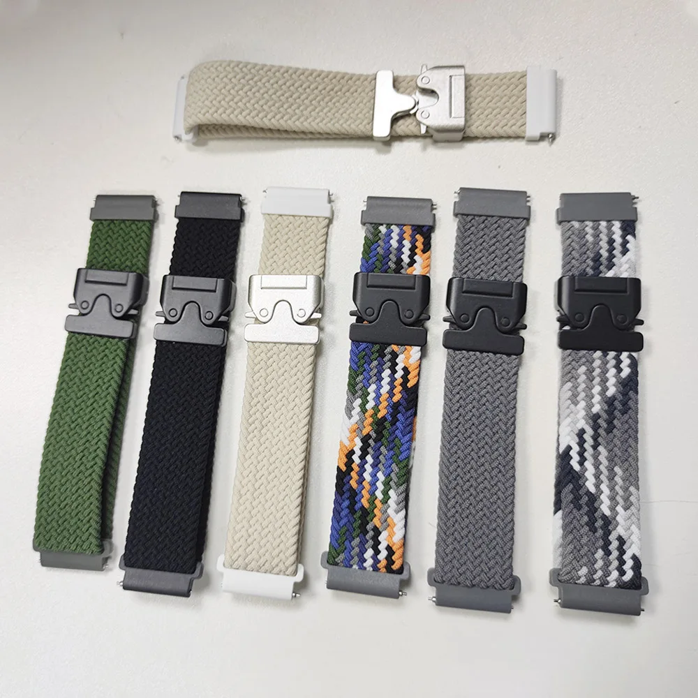 حزام حلقة مضفر لساعة جالاكسي 7/FE/6/5/pro/4/كلاسيكي/نشط 20 مللي متر 22 مللي متر سوار نايلون Correa Huawei Watch GT 2 3 Pro 4 Band