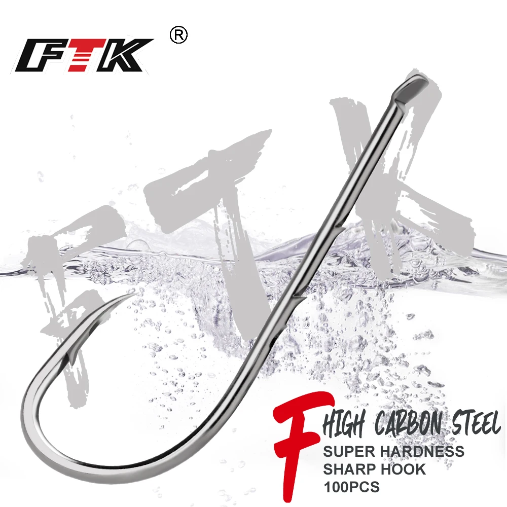 

FTK Fishing Hooks 100PCS Sea Barbed Fishing Lures Shank Beak Live Bait Holder Carp Fishing Jig Worm Hooks Accessories Tackle