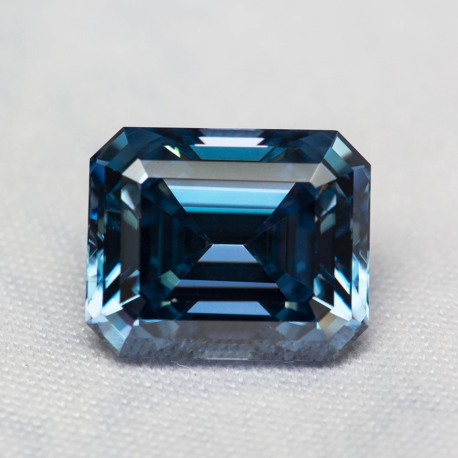 Lab Moissanite Red / Blue / Yellow / Green / Black / Purple / Pink / Champagne Emerald Cut Moissanite Stone with GRA Certificate