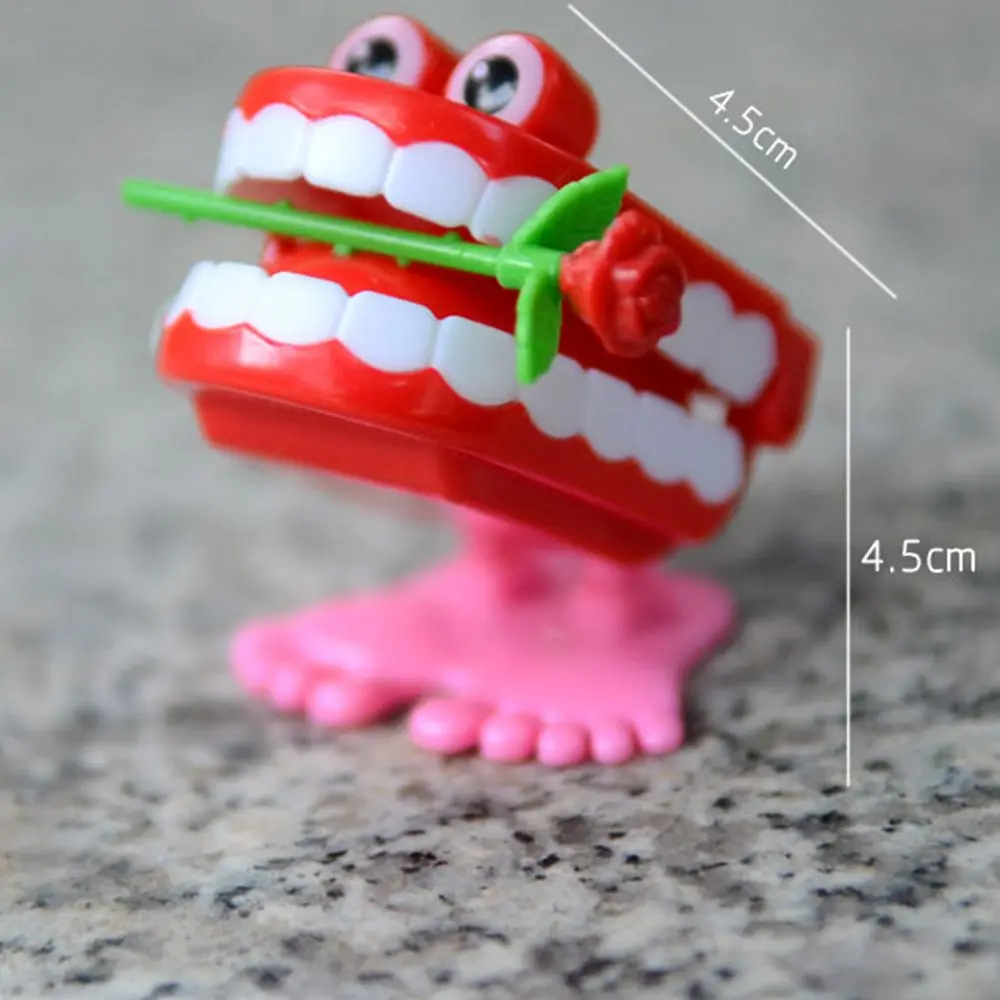 Mini for Baby Kids Babbling Denture Chattering Funny Clockwork Toy Walking Teeth Shape Wind Up Clockwork Toy Teeth Rose