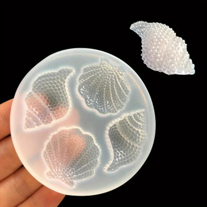 Multi-faceted Shell Conch Mirror Epoxy Silicone Abrasive Simulation Shell Crafts Decoration Mold Chocolate Cake Baking Tool 1PC