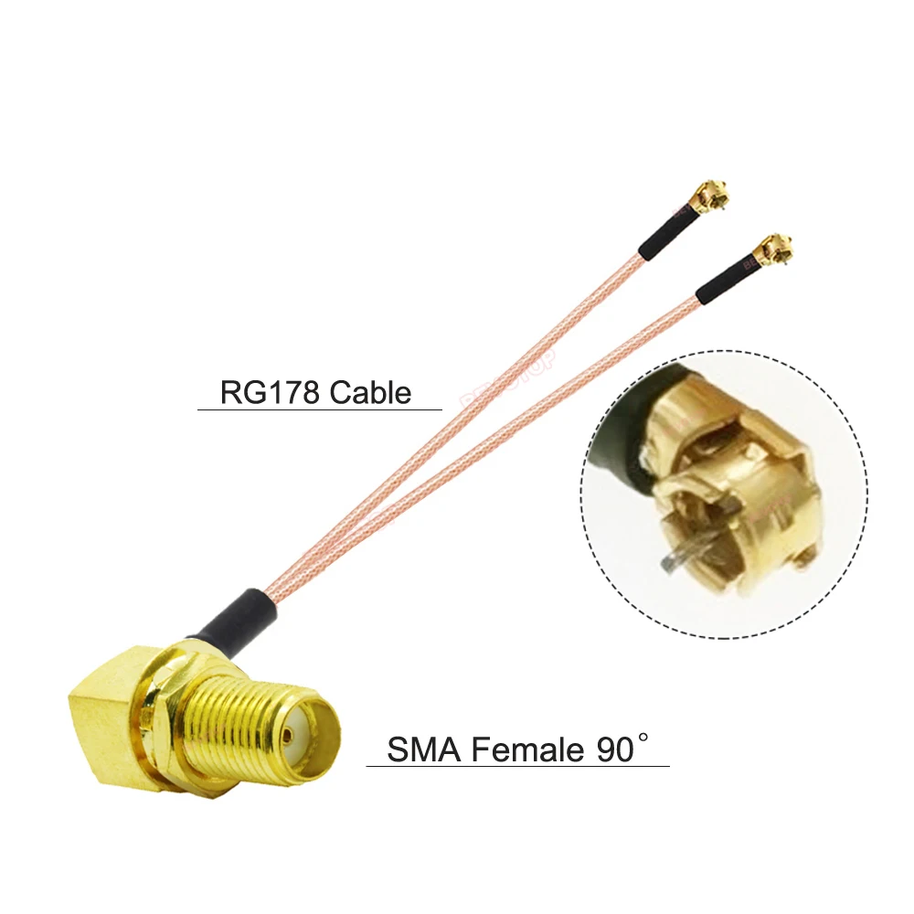 BEVOTOP RP-SMA / SMA Female to 2x Mini MS156 Male Plug SMA to DIY  Splitter Cable RG178 Pigtail WIFI Antenna Extension Jumper