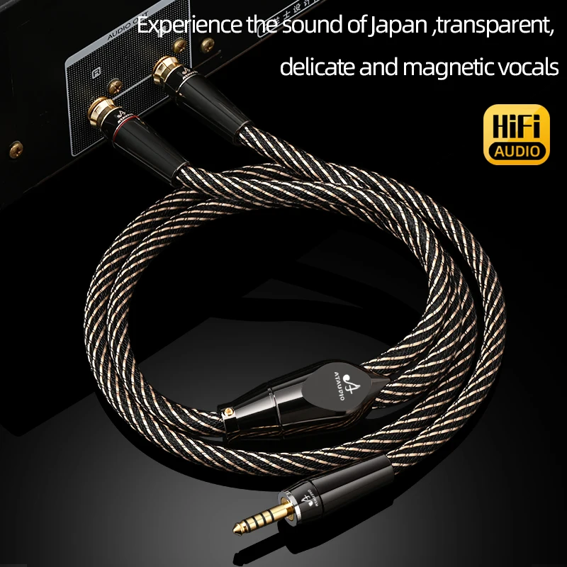 Wysokiej klasy kabel audio HiFi 4.4mm do 2RCA, 6N OFC, zbalansowany rozdzielacz Y, adapter Jack do RCA męski do wzmacniacza lub miksera. — zdjęcie produktu 4