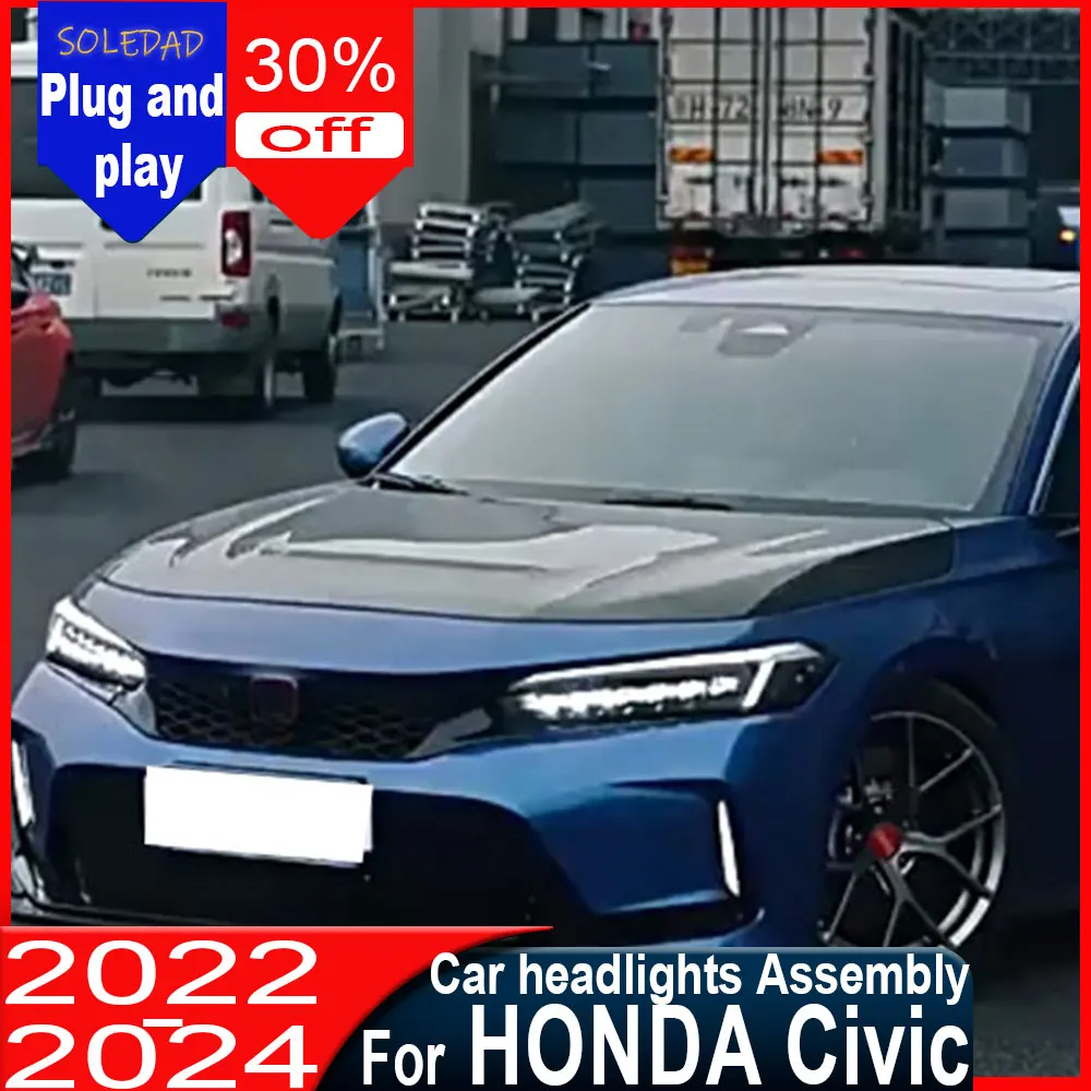 Car headlights For Honda Civic 2022 2023- 2025 Accessories Front DRL Turn Signal Lights LED Headlights Assembly Plug And Play
