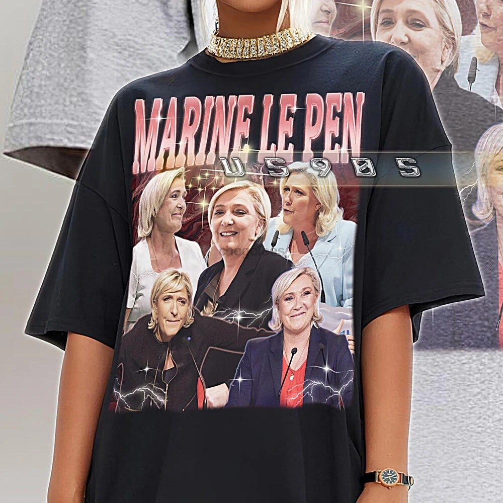 قميص MARINE LE PEN - تي شيرت Bootleg عتيق من التسعينيات تي شيرت ريترو للقائد السياسي #1
