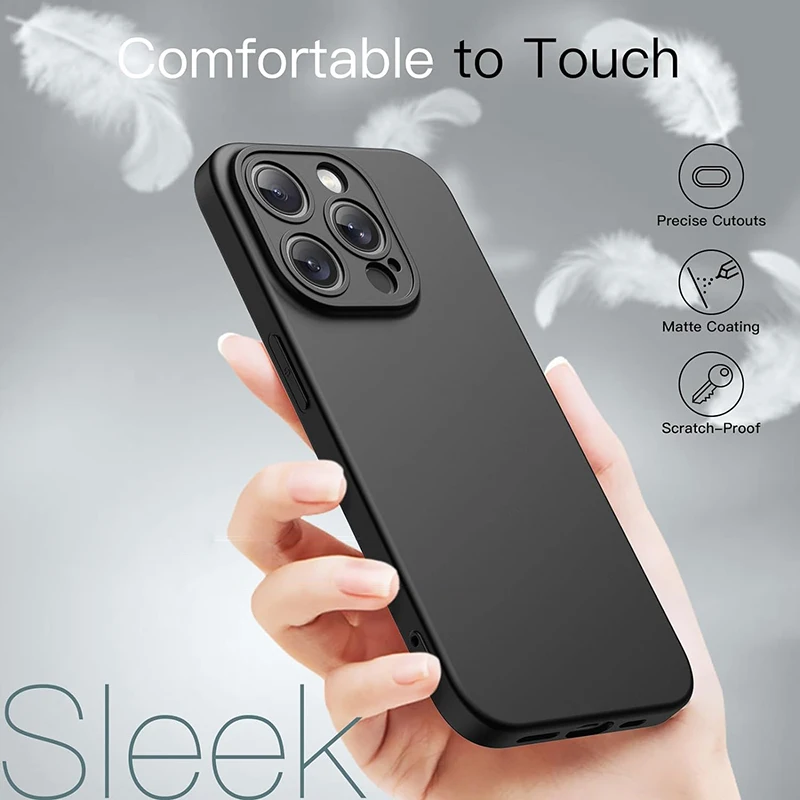 Matte Silikon-Softcover für iPhone 16 15 14 Plus 13 Mini Pro Max SE 2022 2020 Einfarbig Schwarz Schlanke Hülle – Detail 4
