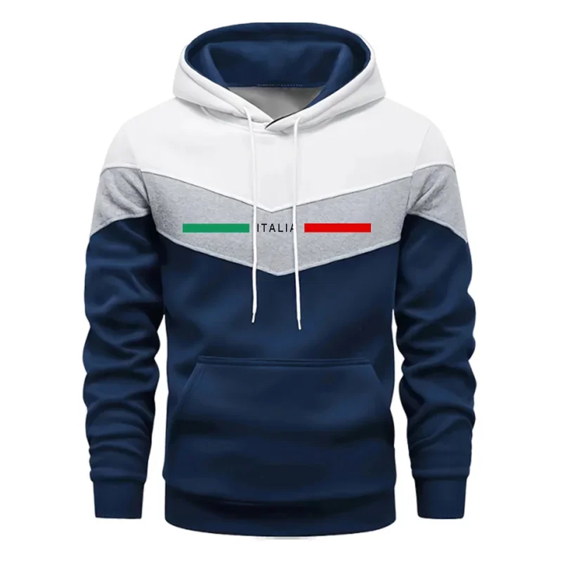Men's Hoodies Casual Tricolor Splice Long Sleeves Sweatshirts Outdoors Sports Jogging Clothing Autumn Winter Fashion Sportswear