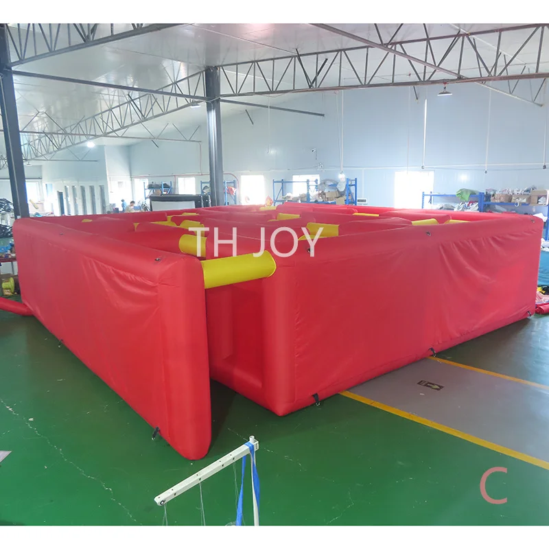 7x7x1.8m high inflatable haunted house maze,outdoor red inflatable maze laser tag arena