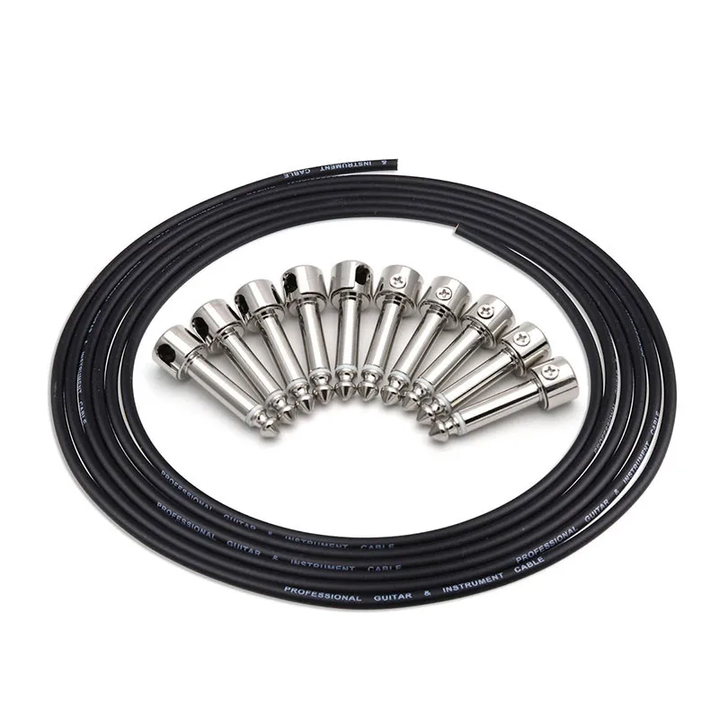 ALLMusic Solderless Connections Design Guitar Cable DIY Guitar Pedal Patch Cable kit 10 Solderless Chrome Cap Jack 3M Cable