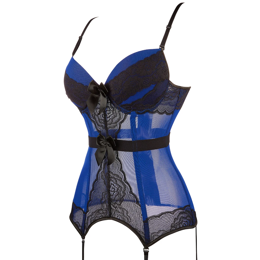 Adjustable Straps Transparent Sexy Corset Body Shapewear Women Lingerie Bustier With Suspenders
