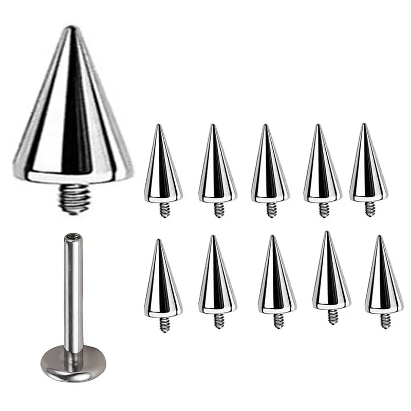 10 قطعة ASTM F136 التيتانيوم الأذن قطعة وأشار مخروط اكسسوارات ل الخيوط Labret ترصيع الزنمة الشفاه اللسان مسمار ثقب المجوهرات