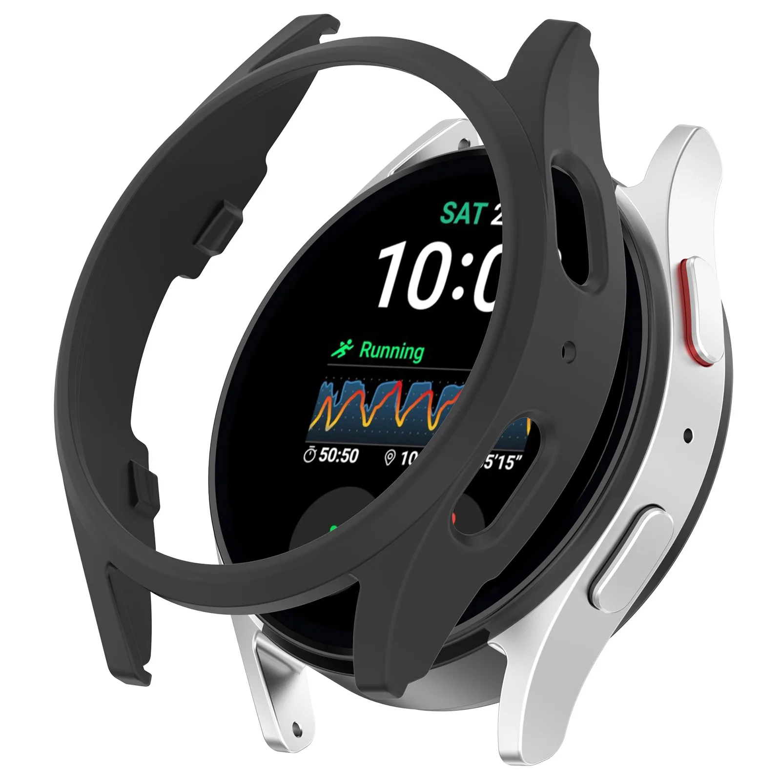 

Для Samsung Galaxy Watch7 44 мм чехол для часов с полой половиной крышки, рамка для ПК - черный