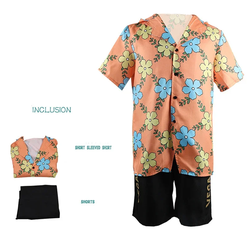 Anime Sanji Mr Prince Cosplay Kostüm Egghead Island Gelbes Kapuzenshirt Kurzarm Erwachsener Mann Sommershorts Outfit Halloween