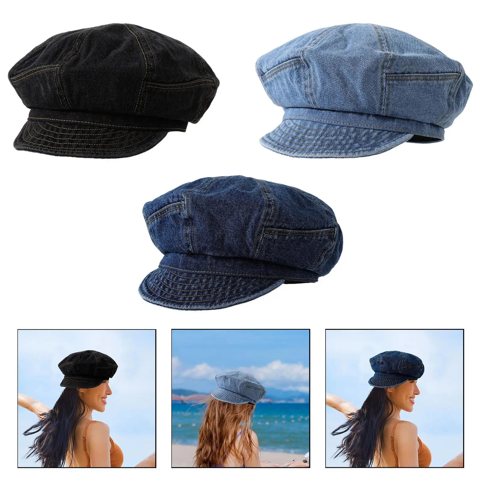 قبعة مسطحة لتزيين أغطية الرأس قبعة موزع الصحف لعيد الميلاد والمواعدة والسفر في الهواء الطلق #4