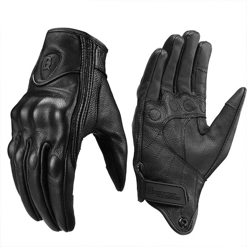 Touch Screen Four Seasons General Purpose Motorcycle Leather Gloves Male Racing Rider Four Seasons Anti-Fall Cycling Retro