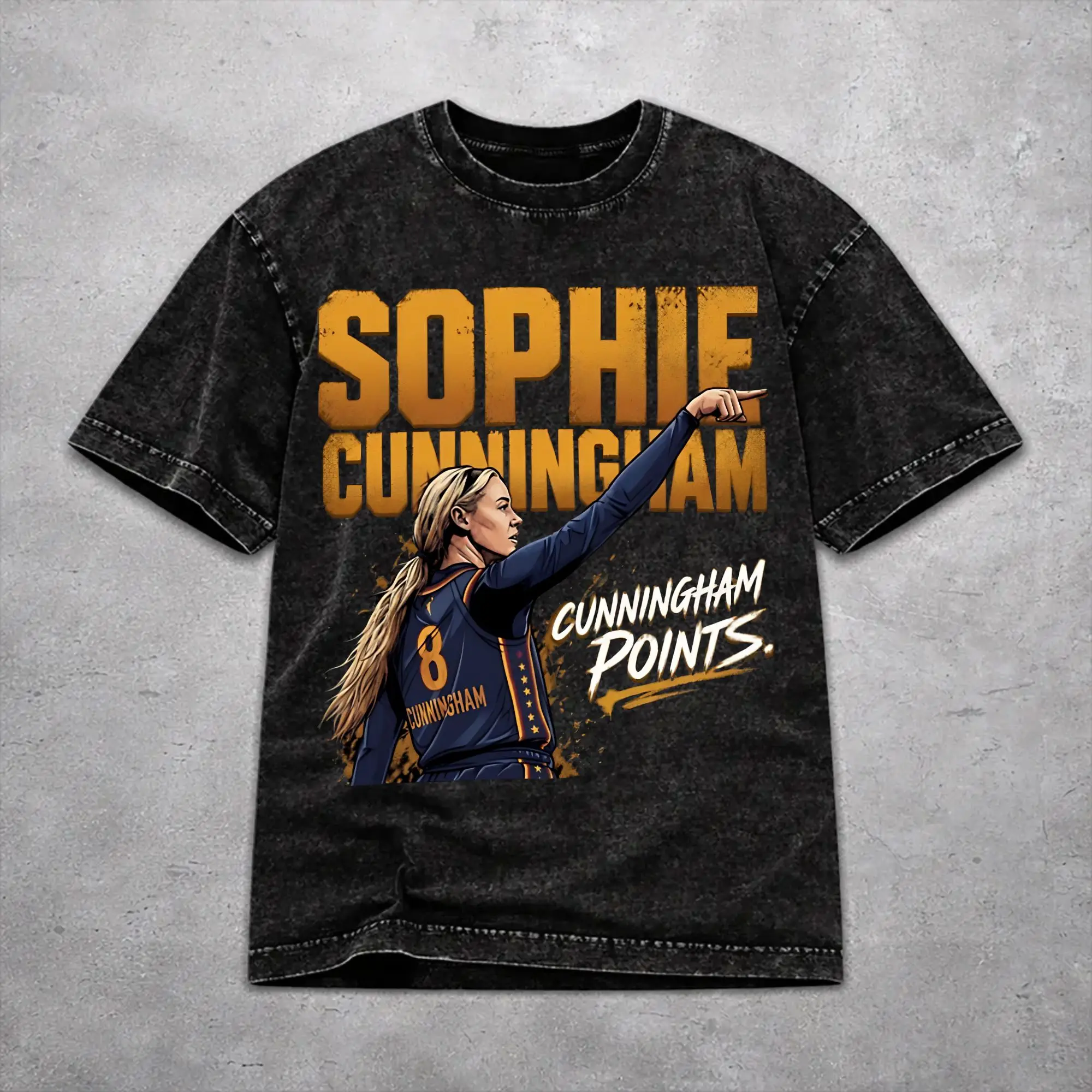 Sophie Cunningham Point Shirt Vintage Washed Style For Men Women Pure Cotton T-Shirts Tee Clothing