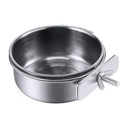 Rabbit Pet Food Dish Hamster Stainless Steel Clamp-on Water Drinker Bird Feeder Parrot Feeding Bowl Cage Cup