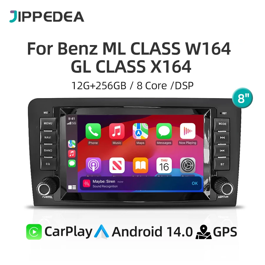 أندرويد 14.0 السيارات CarPlay لمرسيدس بنز ML الفئة W164 ML350 GL الفئة X164 بلوتوث الملاحة راديو السيارة مشغل وسائط متعددة