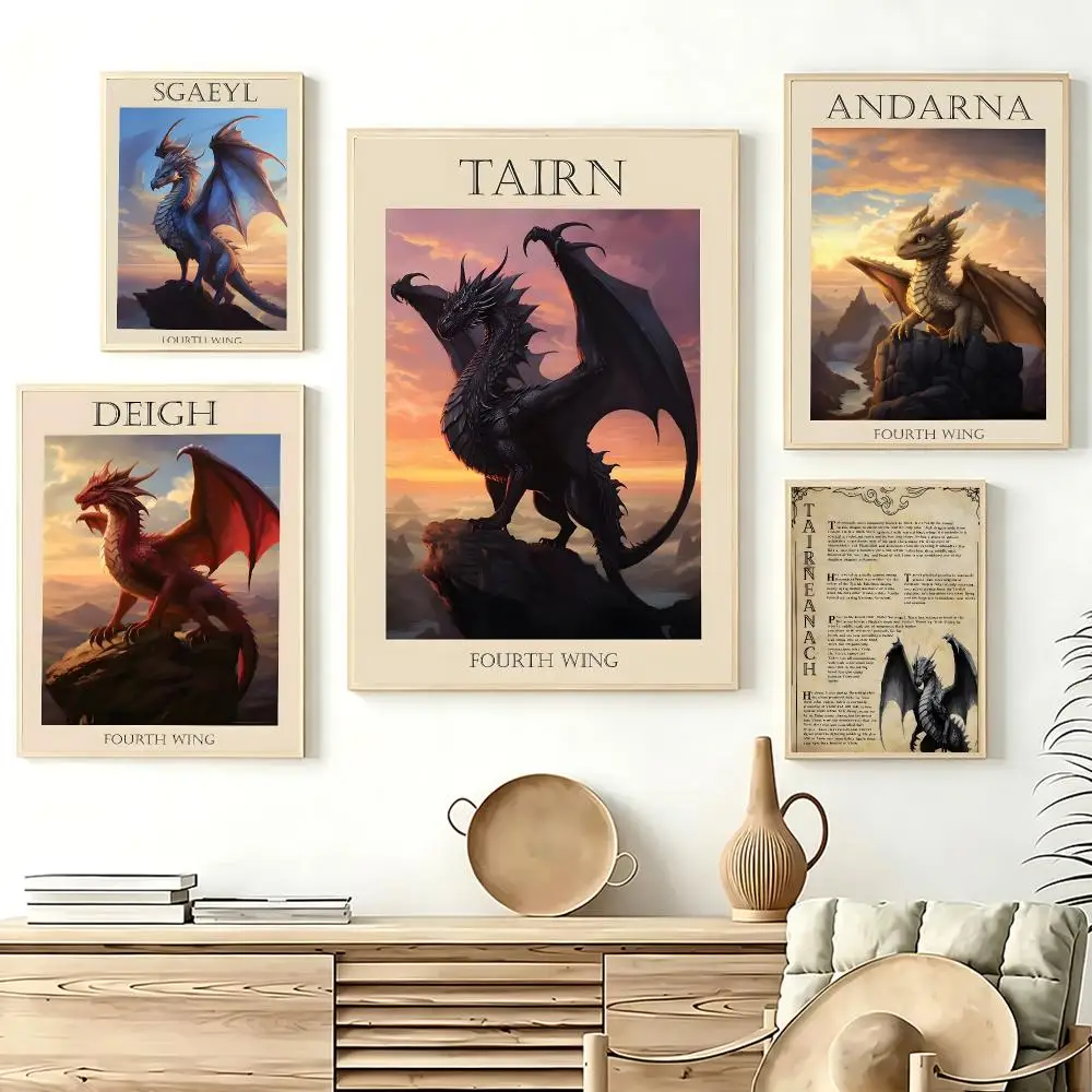 Anime Novel F-Fourth Wing Poster Budget-Friendly Wall Art Prints For Dorm Living Room & Bedroom Elegant Home Decoration