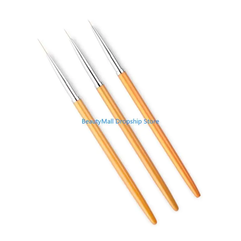 40JD 3 PCs Nails Liner Brushes Detalhes Pincéis unhas pintando pincéis arte
