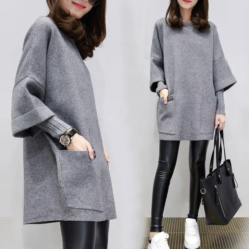 2023 New Autumn and Winter Fashion Crew Neck Warm Pregnant Women\'s Wool Sweater Temperament Casual Pregnant Women\'s Long Sleeves