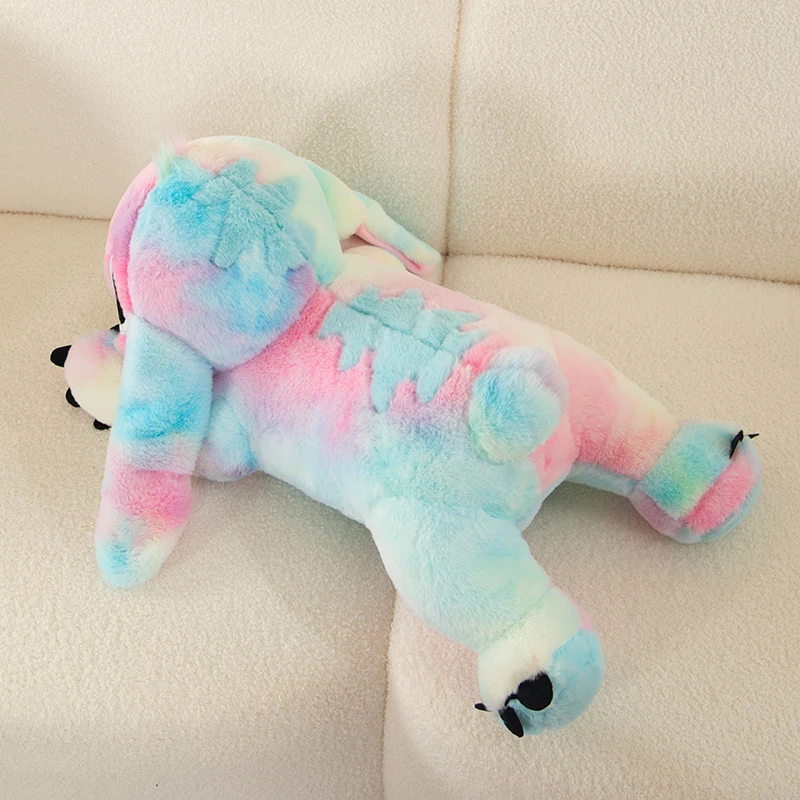 2024new Disney Colorful Tie Dyed Stitch Rabbit Plush Puppet Stitch Star Baby Cartoon Pillow Children's Toys Decoration Room Gift