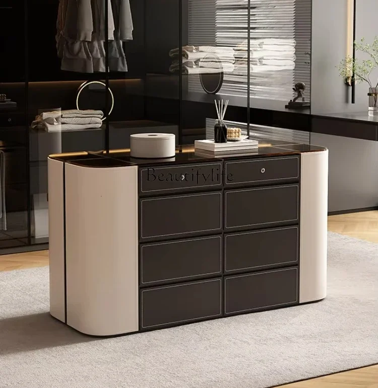 

LJY*Double-Sided Storage Chest of Drawers with Lock Cloakroom Island Cabinet Dressing Table