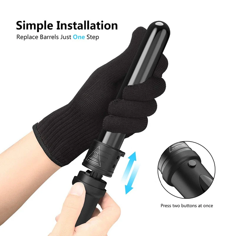 Austauschbarer 5-in-1 elektrischer rotierender Lockenwickler aus Keramik mit Zauberstab und PTC-Heizung für den Hausgebrauch