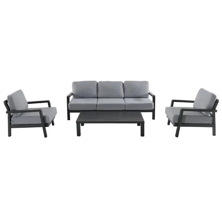 Metal Outdoor Furniture Modern Courtyard Corner Sofa Garden Lounge Sets Patio Aluminium Conversation Sets with Coffee Table