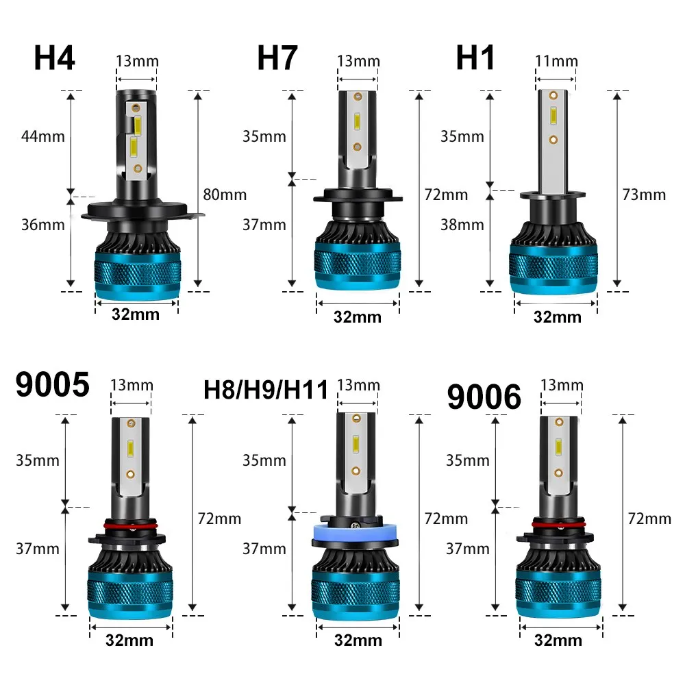 Canbus H4 LED faro CSP Chip LED H7 H1 H11 H8 H9 9005 9006 HB3 HB4 150W fendinebbia Auto faro 6000K 30000LM 12V