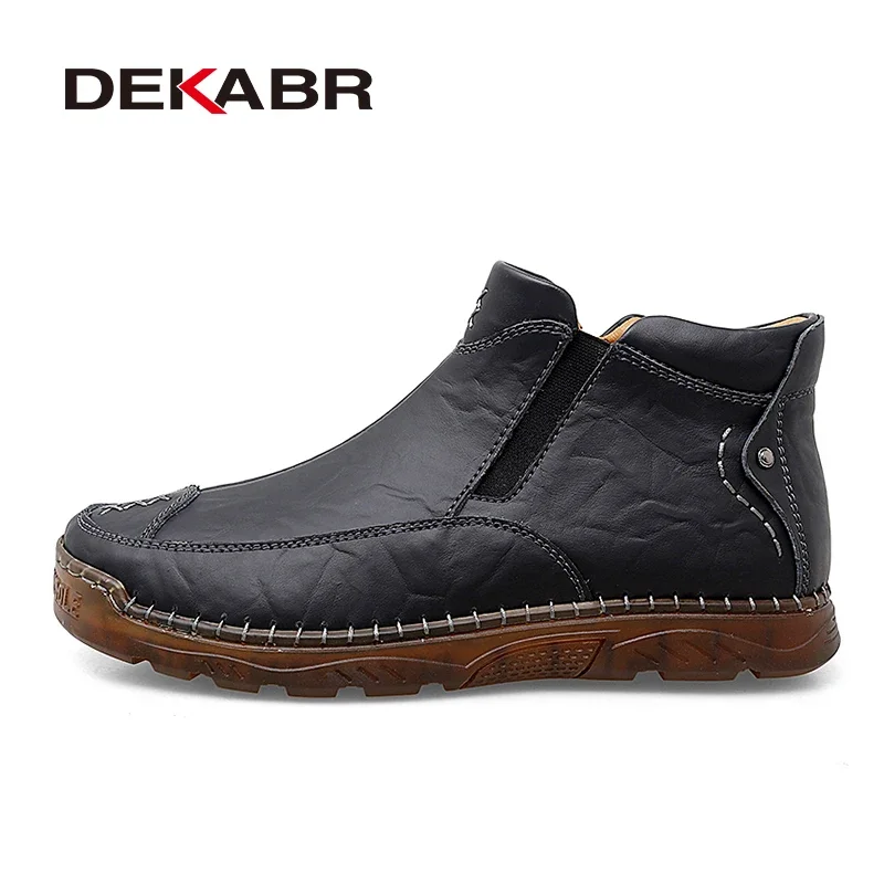 DEKABR Ankle Boots Men Leather Casual Boots British Style Fashion Comfortable Mens Shoes Big Size Men Boots 47