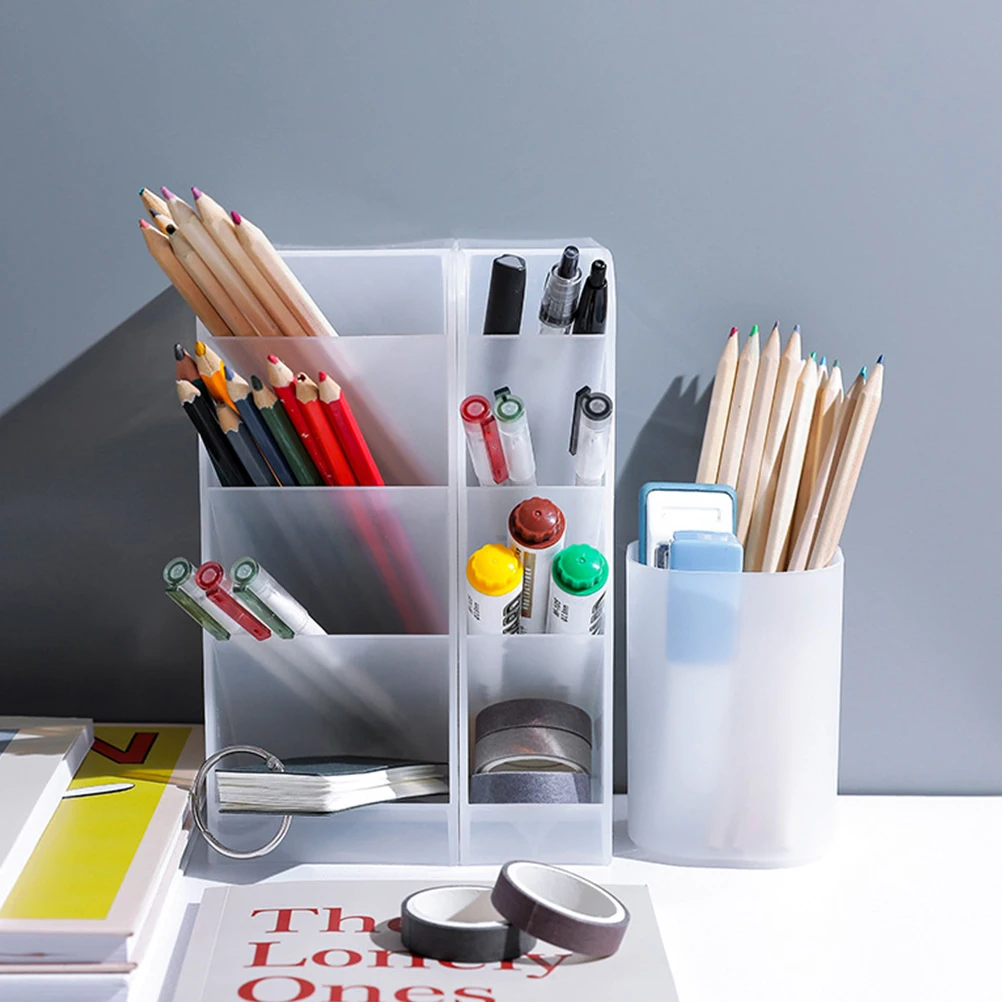 

3pcs Creative Pen Brush Holder Multifunctional Plastic Organizer Inclined Insert Design Clear Pp Transparent Desk