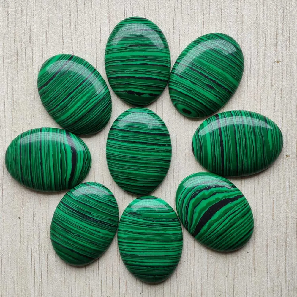 Wholesale 10pcs/lot good quality Synthetic malachite stone Oval CABOCHON 30x40mm charms beads for  jewelry making free shipping