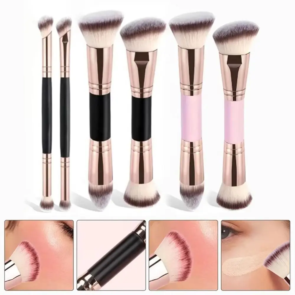 2/4/5Pcs Flat Top Dual-ended Makeup Brushes Angled Top Soft Bristle Makeup Brushes Set Multi-Functional Double-Ended