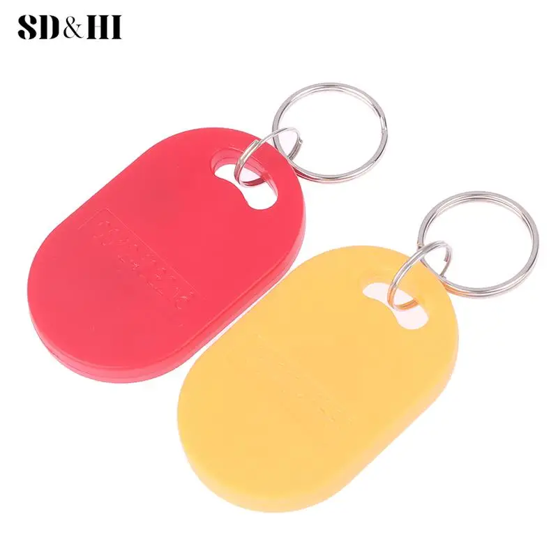 Dual Chip Frequency RFID Composite Key Tags, IC mutável e ID Keyfob, 125KHZ, T5577, 13.56MHZ, regravável