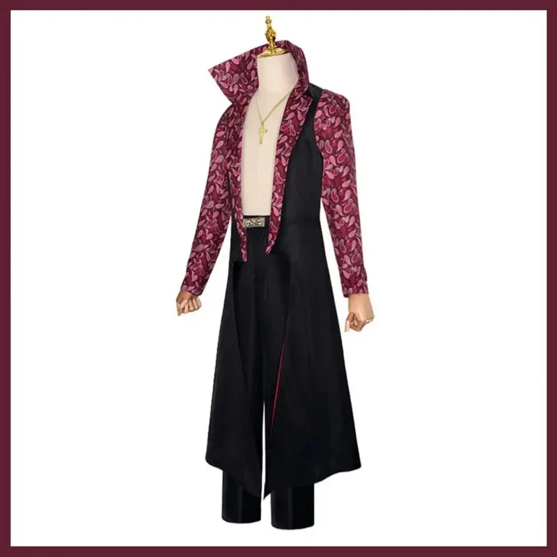 

Live Action Movies Dracule Mihawk Cosplay Costume Stand-Up Black Printing Long Sleeves Coat Trench Uniform Full Set Man Suit