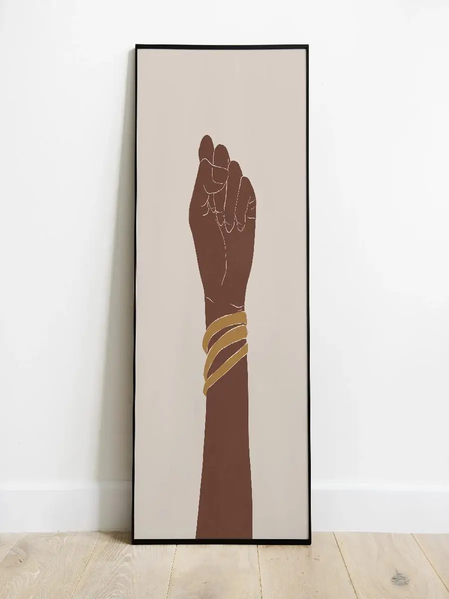 Empowering Abstract Woman Hand Art Print  Minimalist Feminine Power Poster Black Arm Fingers Canvas Painting for Apartment Home